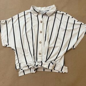 Sweet Rain White with Black Stripes Button Down Size Medium